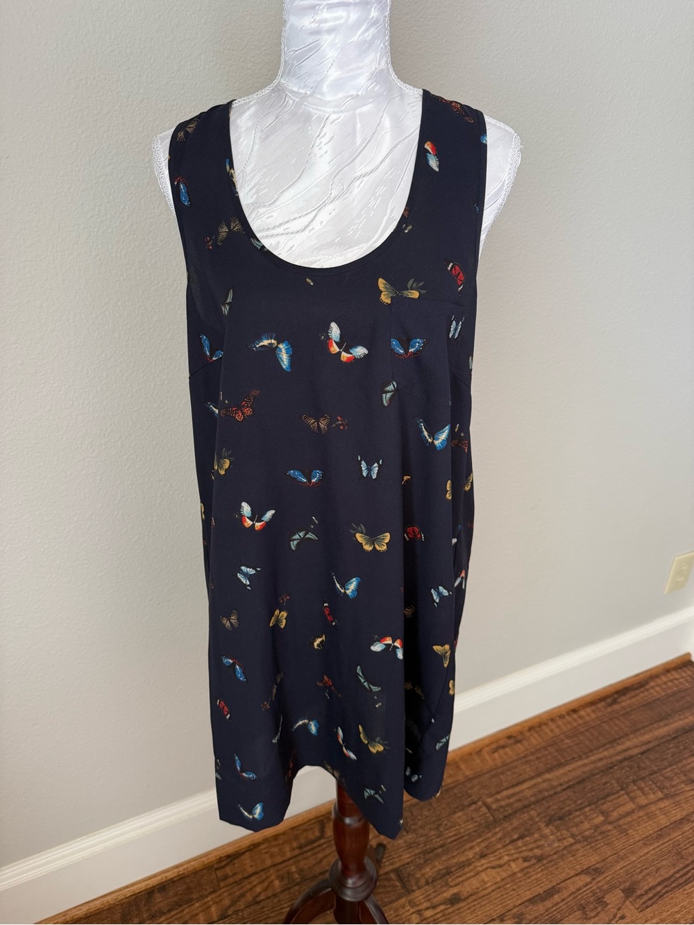 Joie Black Mini Dress with Multicolor Butterfly Print